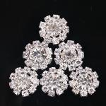 Bridal Metal Flower Shape Clear Color Crystal Button Luxury Shank Fancy Crystal