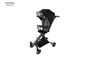 China Comfortable PU Wheel Lightweight Baby Stroller Black Chassis factory