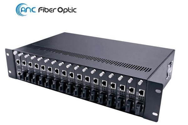 FTTX Rack Mount Fiber Optic Media Converter Chassis 19 Inch 2U 14 Slots Or 16