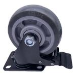 4 Inch PU Swivel Tread Electro Plated Bracket With Brake Casters Wheel 120kg