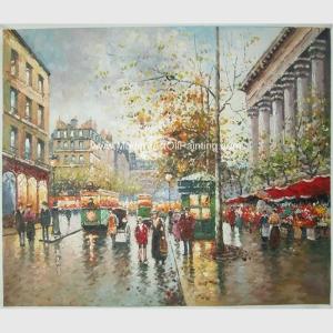 China Framed Paris Street Scene Oil Painting Oil On Linen For Living Room Deco factory
