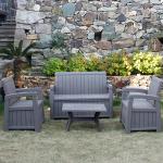Plastic Storage Arm Bench Seat Chair for Outdoor Patio Garden Balcony Park Beach