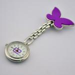 Fashion Butterfly Metal Nurse Doctor Watch Clip Nurse Hang Watch With White Face