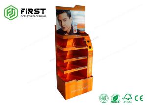China Customized CMYK Offset Printing Corrugated POP Floor Cardboard Display Stands For Cosmetic factory