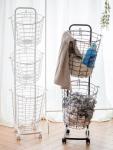 H1060mm Dirty Clothes Laundry Basket , Anti Corrosion Metal Wire Laundry Basket