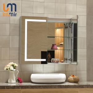 China Hotel Bathroom Lighted Mirror Cabinet Aluminum Mirrored Cabinets Medicine Cabinet factory