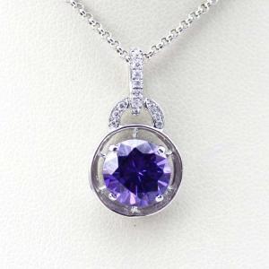 China Sterling Silver 9mm Round Amethyst Cubic Zircon Pendant 925 Silver Chain (PSJ045) factory