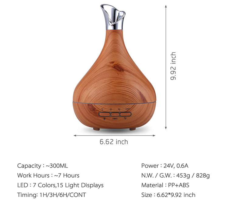 Human Body Induction Auto Control 300ml Wood Grain Aromatherapy Diffuser