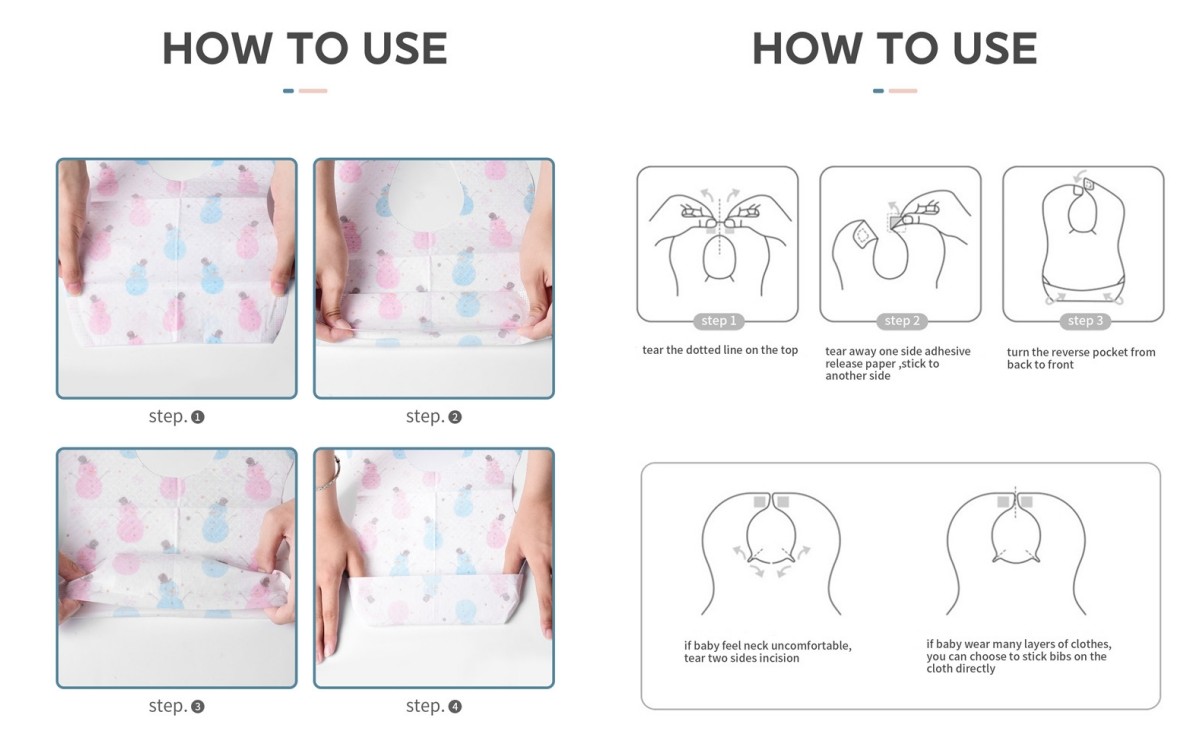Discreet Disposable Custom Disposable Bibs Sterile Easy Removal With Catch Pocket Dry