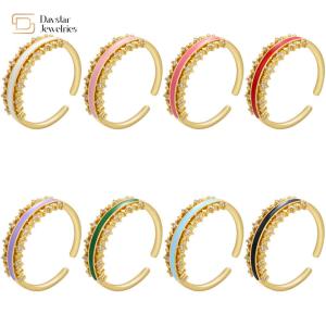 China Zircon Stackable 18k Gold Plated Jewelry Enamel Diamond RingsFor Women factory