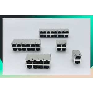REACH RJ45 Ethernet Jack DIP Type Connector With LED 8P8C Offset Type With Clips