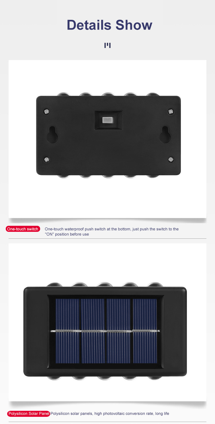 Glowing Waterproof Atmosphere Wall Light 600mah Solar LED Outdoor Decorative Garden