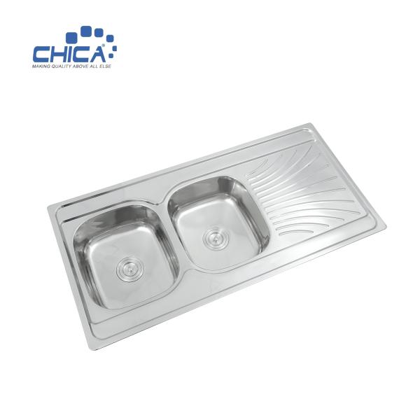 CH12060 Stainless Steel Press Kitchen Sink Topmount Kitchen Sink Double Bowl