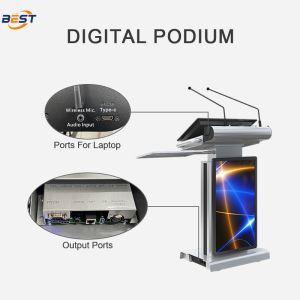 Smart Multimedia Podium with Adjustable Screen Angle 1920x1080 Resolution and