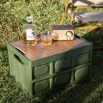 Car Storage Box , Camping Folding Box Multifunctional Wooden Lid