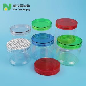 China 1460ml Food Grade Cookie Clear Plastic Jars White Lids factory