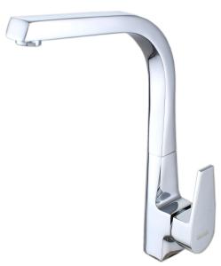 China Square Polished Chrome Kitchen Sink Water Faucet Mixer Taps with Single Handle factory