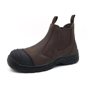 China Brown Genuine Leather Chelsea Boots Waterproof Work Safety Boots Without Lace factory