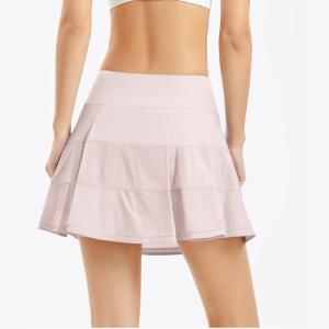 China Nylon Womens Golf Clothes Tennis Sports Skort Skirts Pink Printing factory