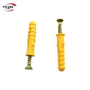 China High Durability Yellow 30mm Expanding Plastic Screw Anchors For Drywall factory