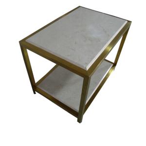 China Stone top brass metal finish side table/end table/coffee table for 5-star hotel bedroom factory