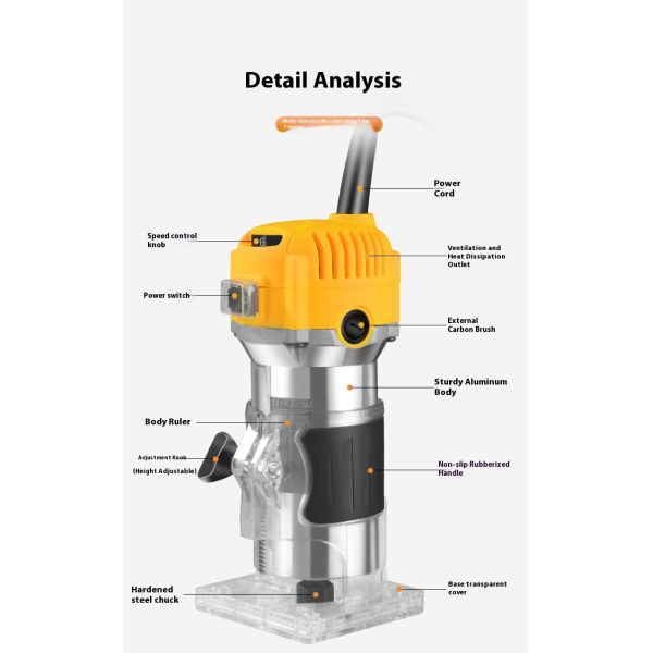 Bobenelectric Trimmingmachine Woodworking Trimming Slotting Machine Engraving Machine Electric 6-speedwoodworkingmilling Machine