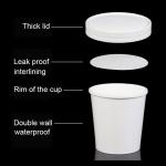Fast Food Double Wall 300g White/Kraft Paper Takeaway Soup Bowl With Paper Lid