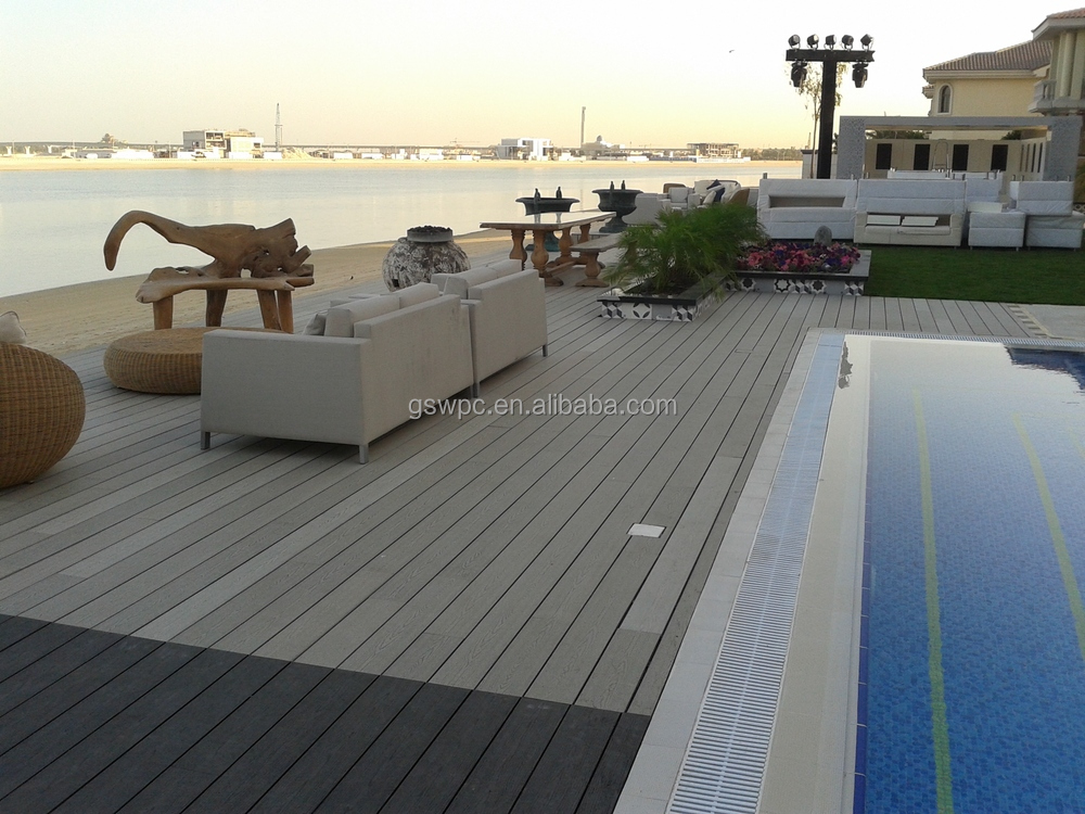 Swimming Pool Wpc Decking Tiles Waterproof Flooring Solid Core Composite Decking