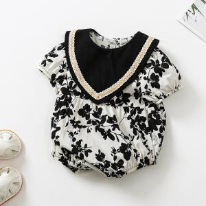 China Wholesale Baby Boy Romper Sets Summer Plain Organic Baby Girl Jumpsuit Bodysuit with head hoop factory