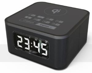 China FM Clock Radio with Wireless Charger and USB Charger Black or Customized Product factory