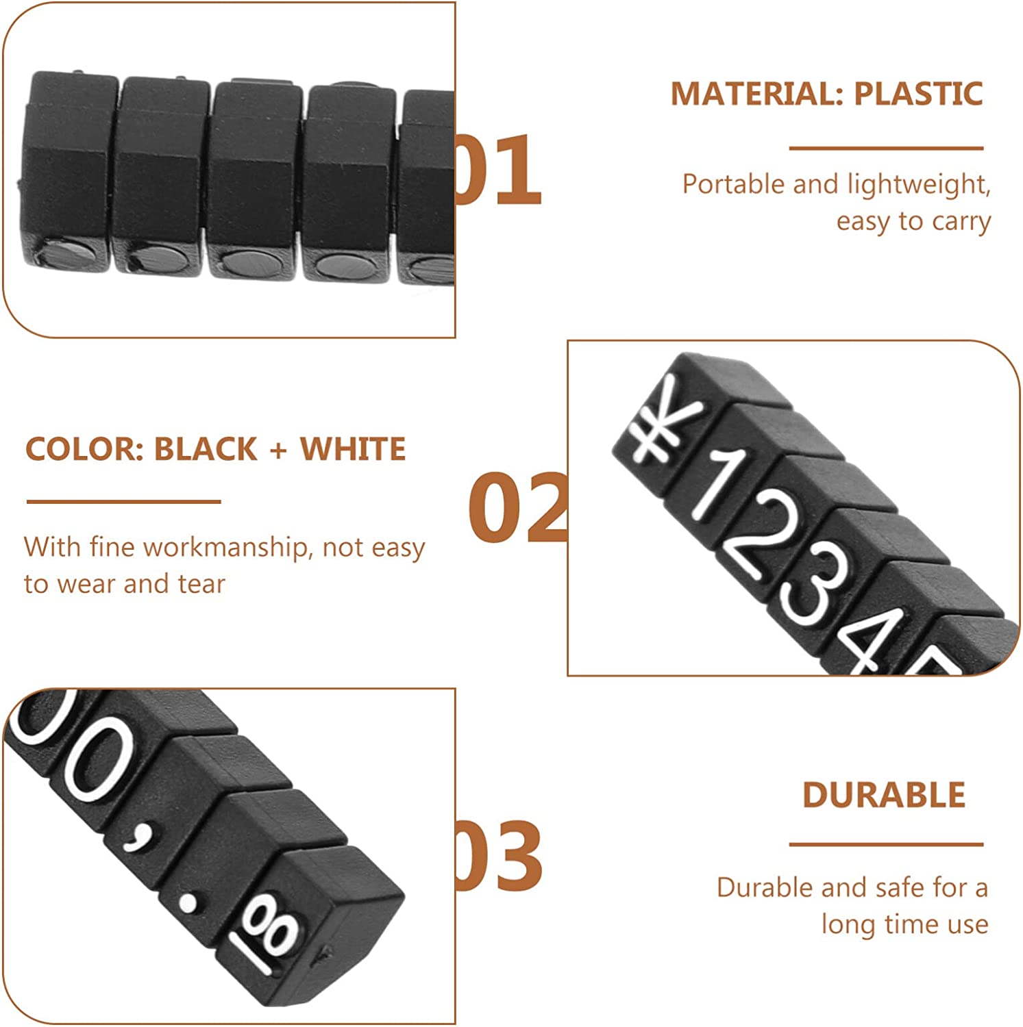 Retail Shop Plastic Price Tag Cube 3x5mm For Jewelry Store Display