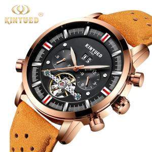 China Online Shopping free shipping luxury brand tourbillon leather men watches in wristwatches automatic mechanical watch factory