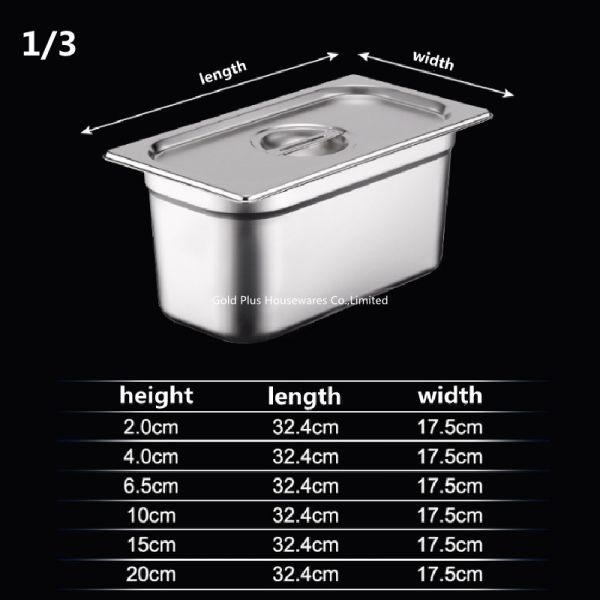 Eco Friendly Serving Chafing Dish 1/3 With Lid Buffet Service Food Pan 17.5cm