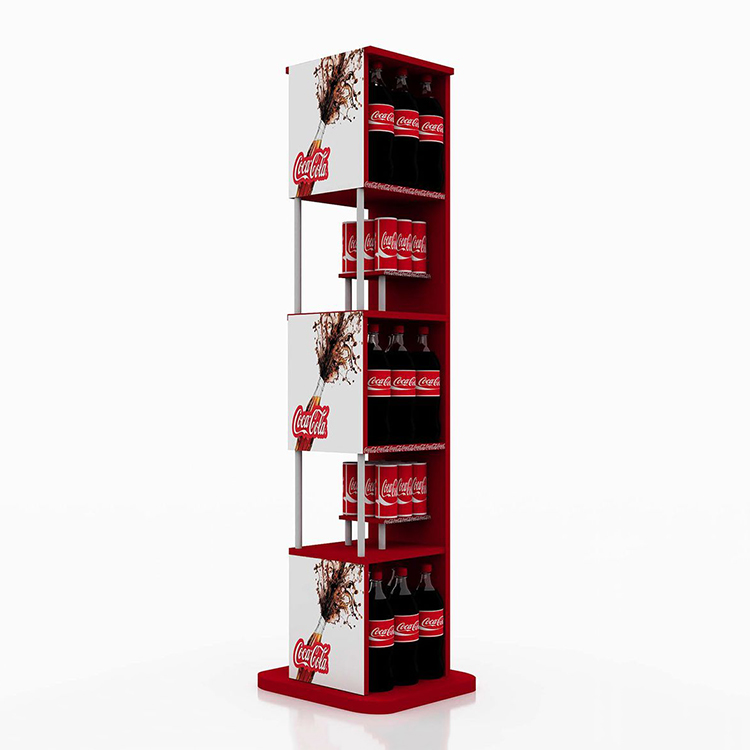 Three Layers Wine Display Stand Can Beverage Wooden Display Rack For Supermarket