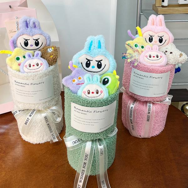 15x30cm Valentine's Day Labubu Plush Doll Bouquet Doll Gift for Girlfriend and