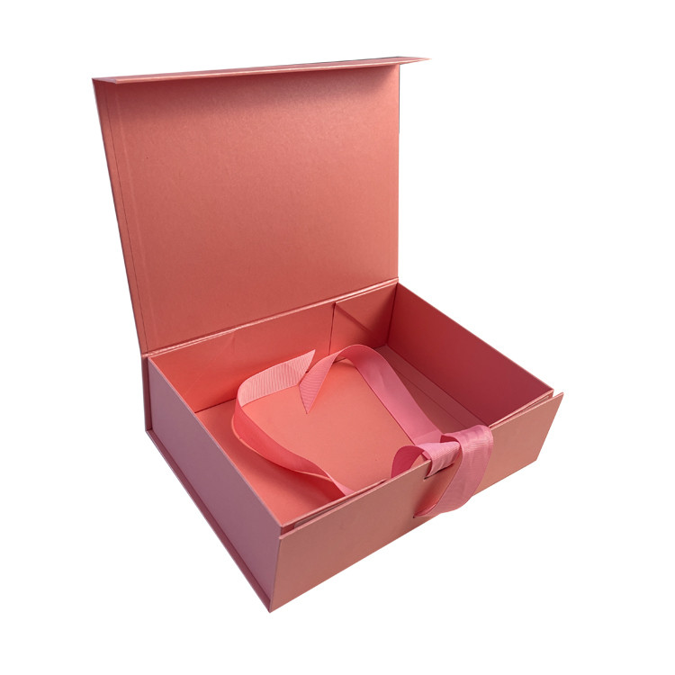 Custom Handmade Magnetic Close Book Shape Rigid Cardboard Ribbon Gift Paper Boxes Flat Folding Packaging