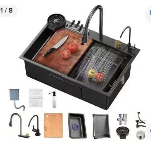 Embossed SS Utility Sink Nano Black Anti Scratch Gunmetal Kitchen Sink