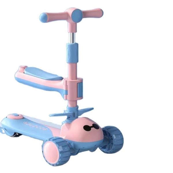 3 Wheel Ride On Folding Big Wheel Scooter Car for Kids Yellow Pink Blue Gender