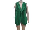 Stylish Green Ladies Tank Tops Hooded Open Front Sleeveless Cardigan Vest
