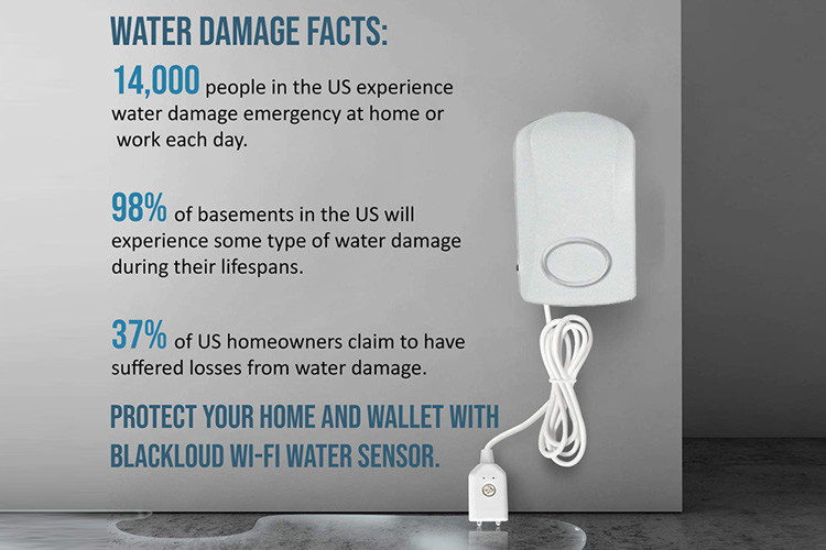 130db Water Leak Alarm Detector , Floor Water Sensor For Flood And Leak Detection