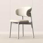 Light Luxury Hotel Restaurant Furniture Stainless Steel Armrest Leather Dining
