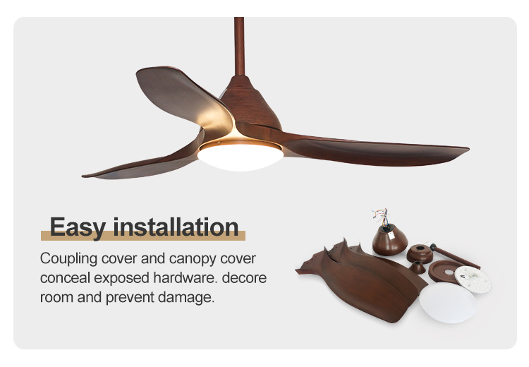 Remote Control Ceiling Fan with Light 1stshine Metal Lamp Body 3 Speeds AC Motor