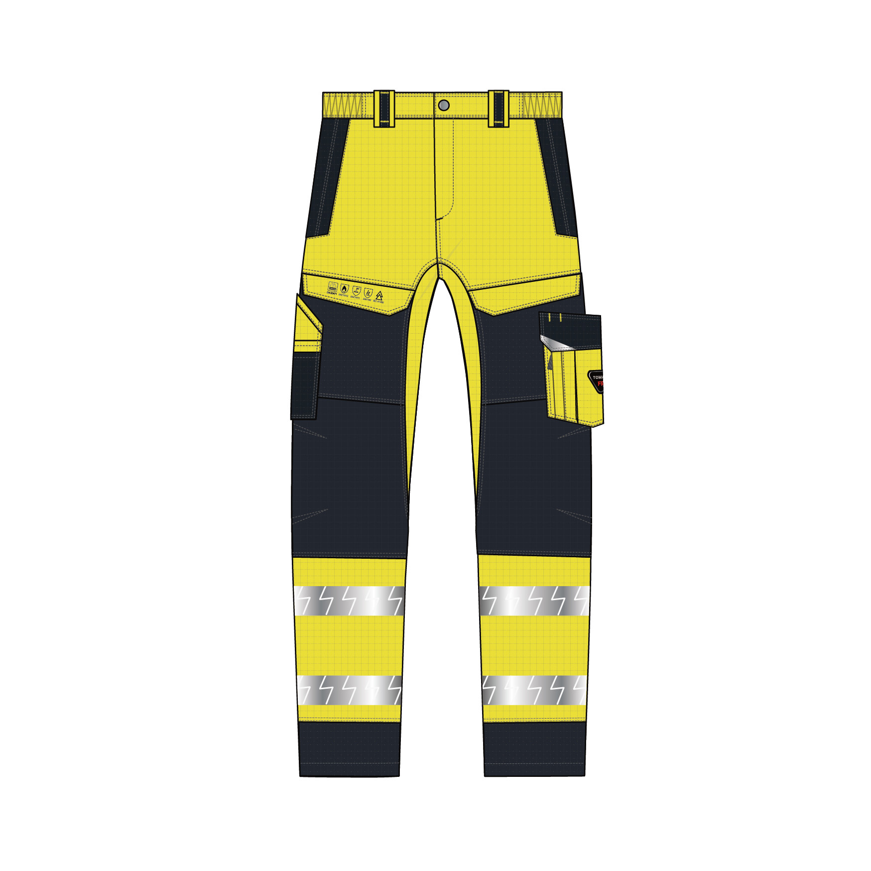 High Visibility Color CVC Flame Resistant Safety Trousers With Reflective Tapes