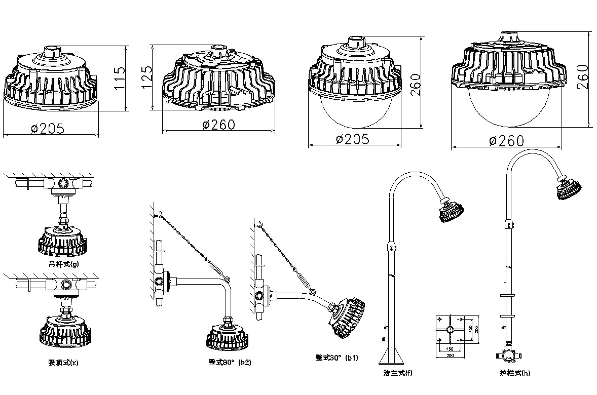 100w Explosion Proof LED High Bay Light 10000Lm IP65 Protection