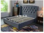 Headboard Upholstered Fabric King Wooden Bed