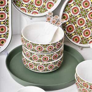 China Kitchen Tabletop Ceramic Plates Set Bohemian Style Print Dinner Plate Dessert Plate factory