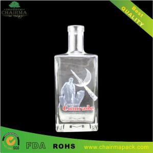 China Decal Square Glass Bottle for Vodka,liquor,etc factory