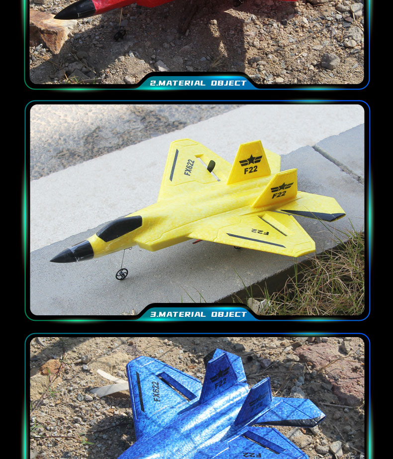 FX622 RC Plane Remote Control Aircraft F22 Model Toy Small Foam Glider With Lights Fighter for Upgrade 2.4GHz Frequency