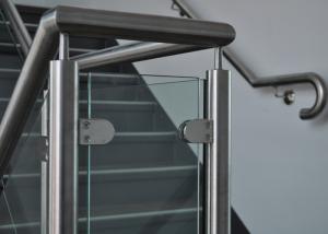 China Customized Design Glass Stair Railing , Aesthetics Stainless Steel Glass Railing factory