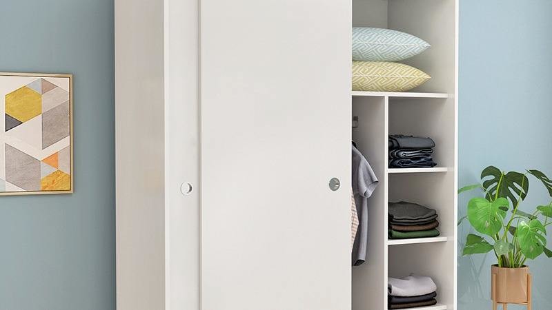 Compact Bedroom Wood Panel Furniture Sliding Door Wardrobe Closet Extendable